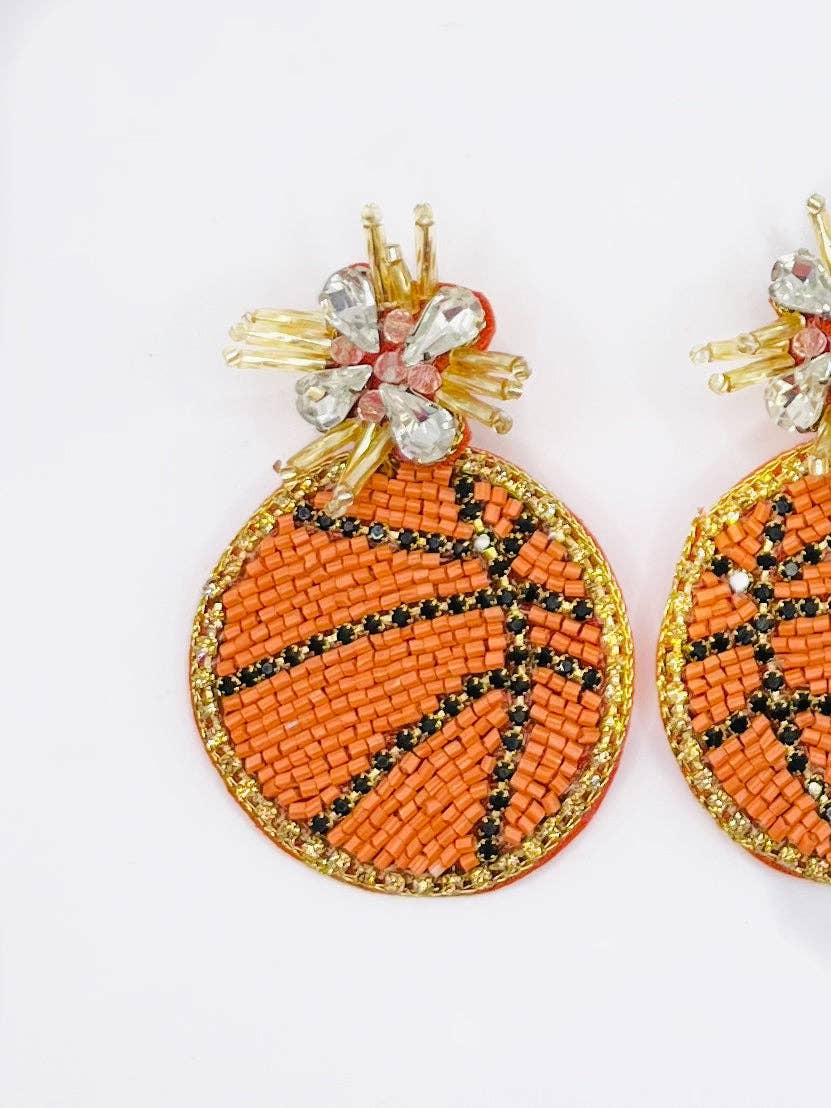 Basketball Beaded Statement Earrings