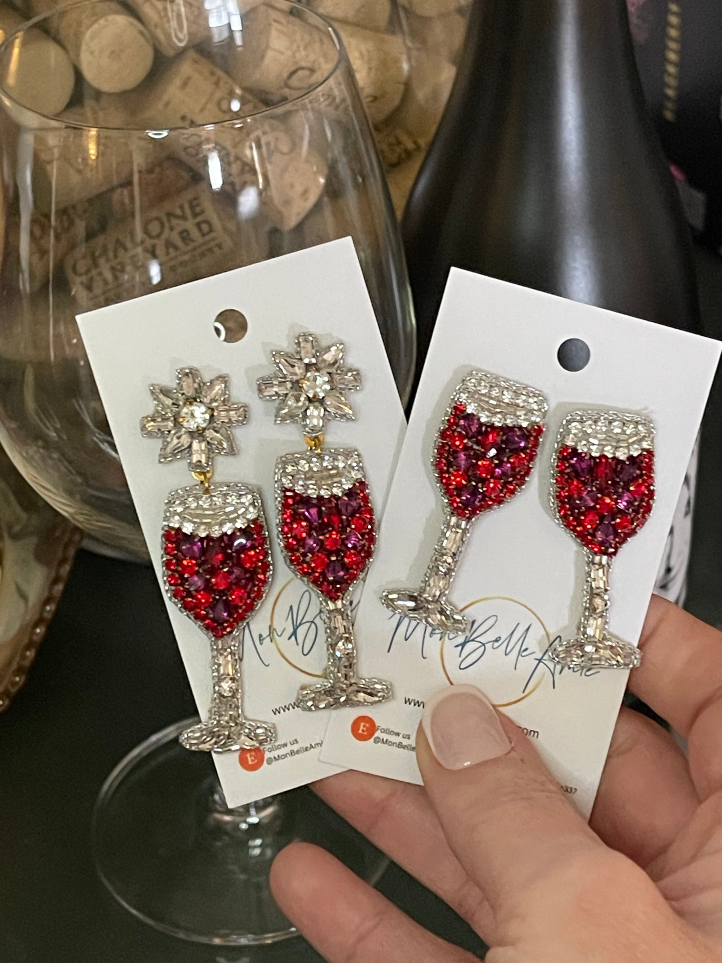 Red Wine Glass Stud Earrings