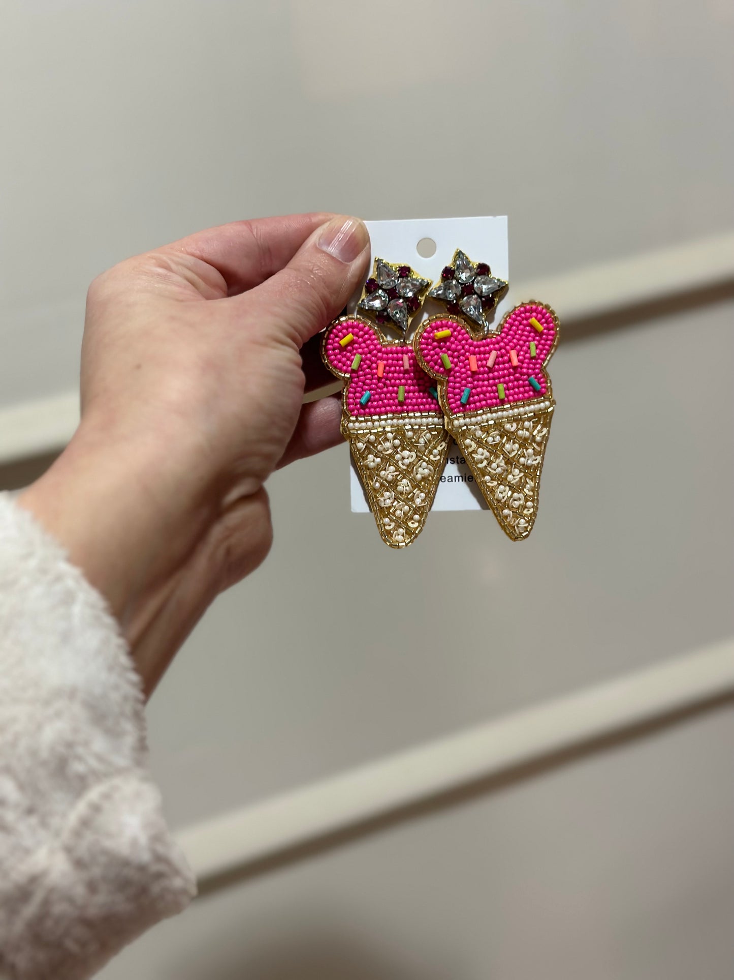 Ice Cream Cone Mouse Earrings - MBA Exclusive