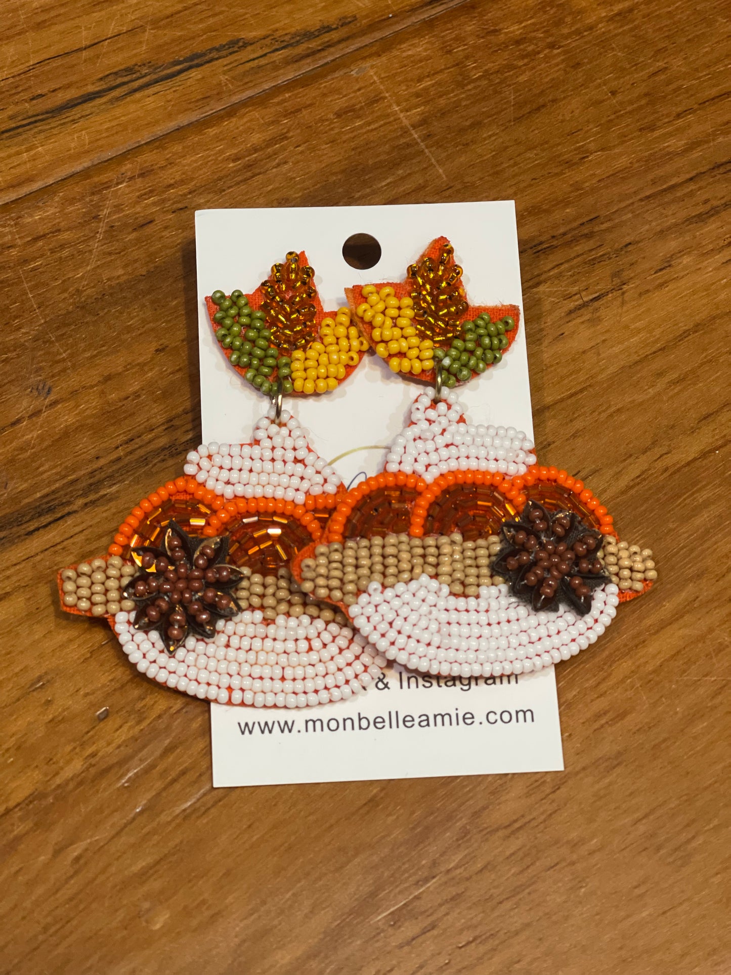 Beaded Harvest Pumpkin Earrings