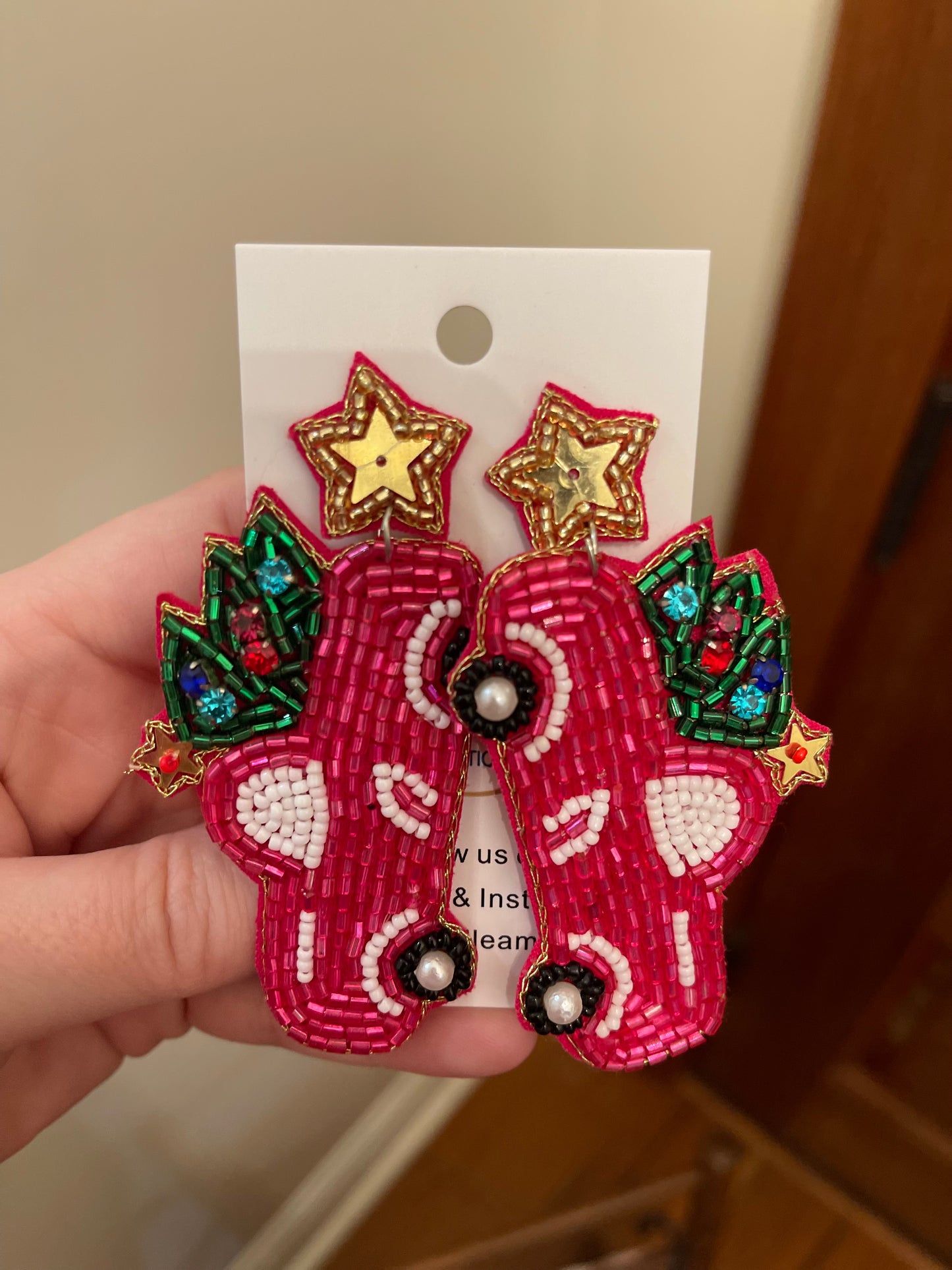 Pink Christmas Truck Earrings