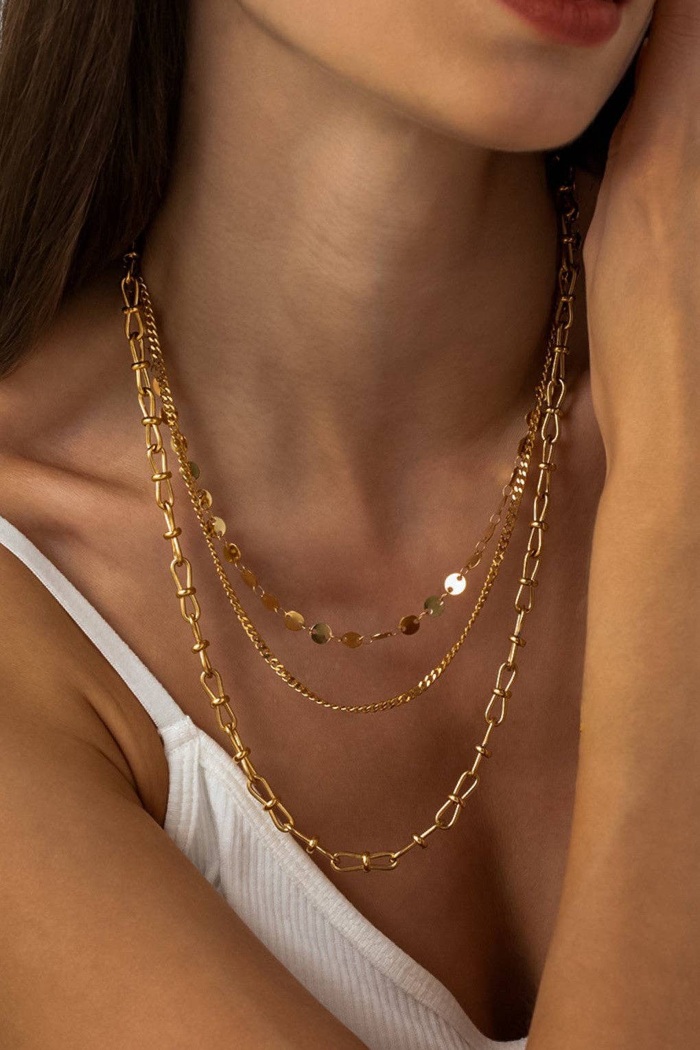 18K Gold PVD Plated Waterproof Stainless Steel Chain Necklace - 7551: S0OX3T7551