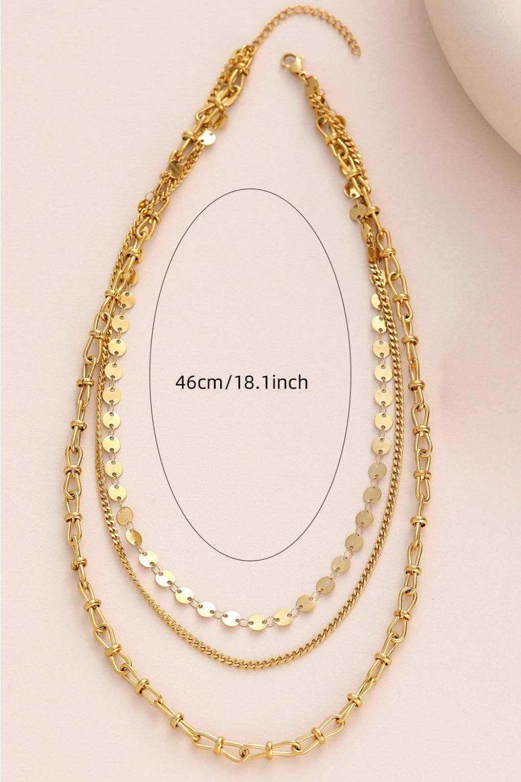 18K Gold PVD Plated Waterproof Stainless Steel Chain Necklace - 7551: S0OX3T7551