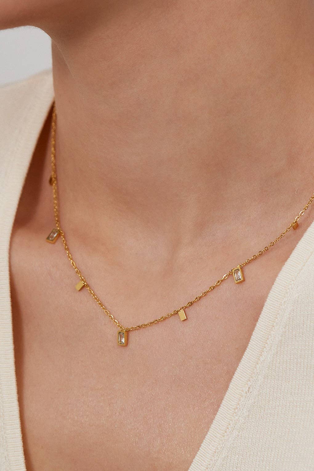 18K Gold PVD Plated  Waterproof Stainless Steel Chain Necklace - 7766: S0OX3T7766