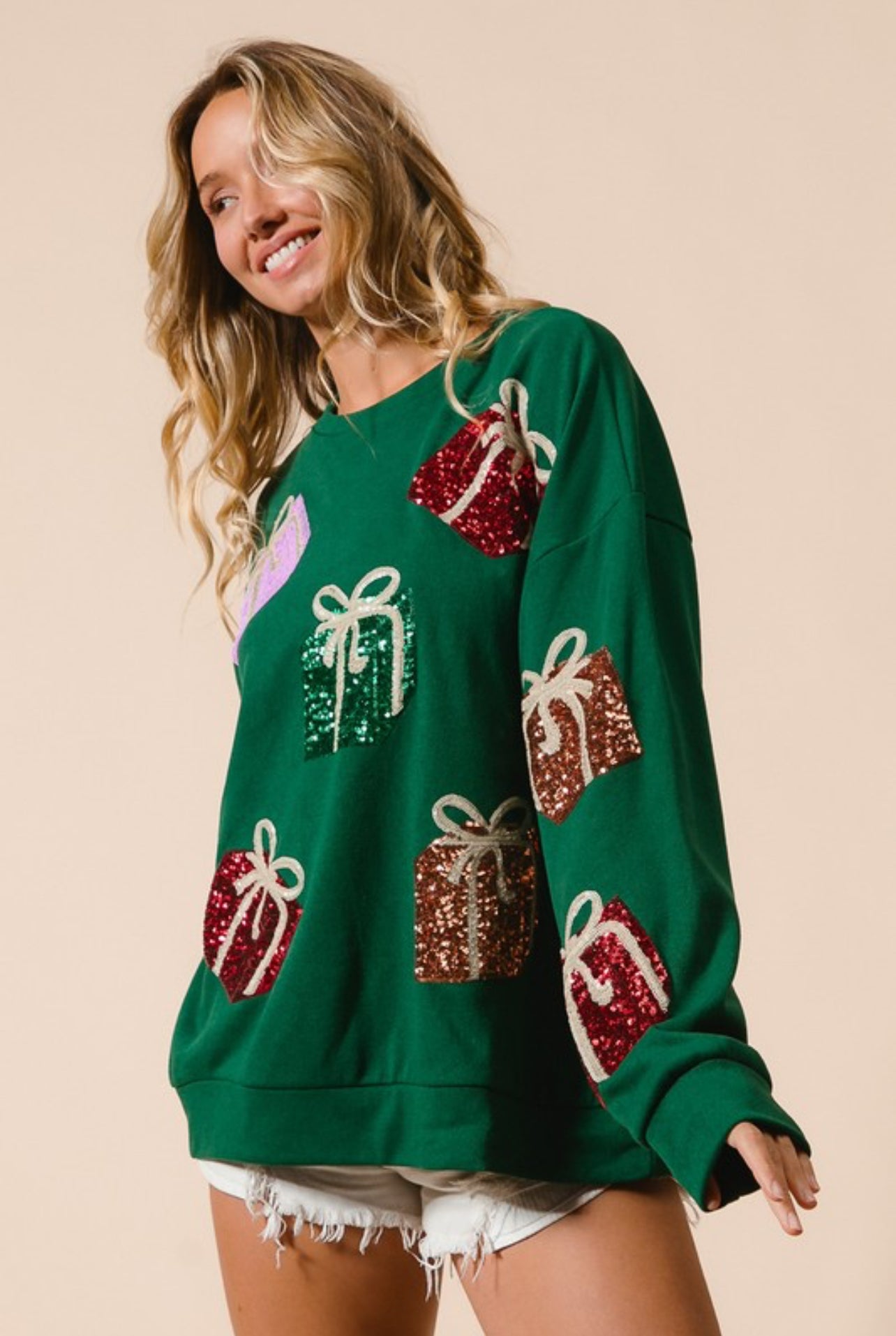 Christmas Sequin Gifts Long Sleeved Pullover