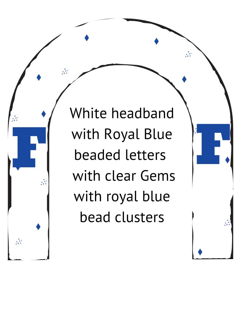 Friendswood - White Beaded “F” Headband #1 - PRE-ORDER