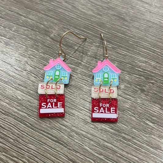 For Sale Sold House Acrylic Dangle Earrings