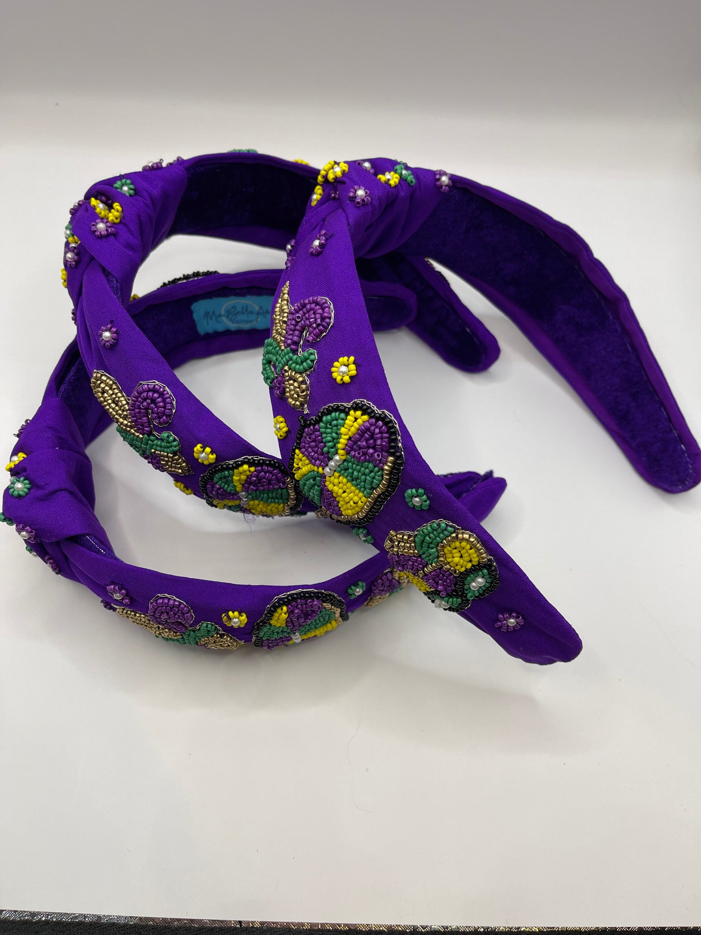 Purple Mardi Gras King Cake knot headband