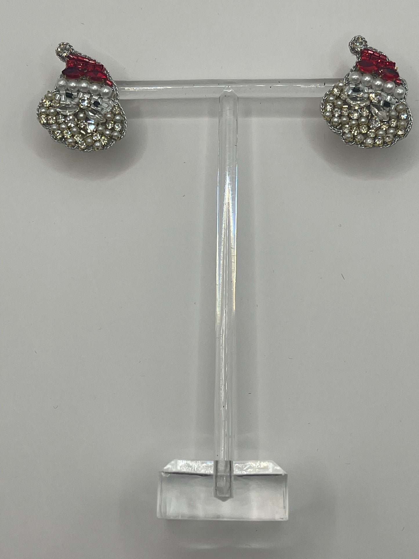 Oversized Jeweled Santa Stud Earrings