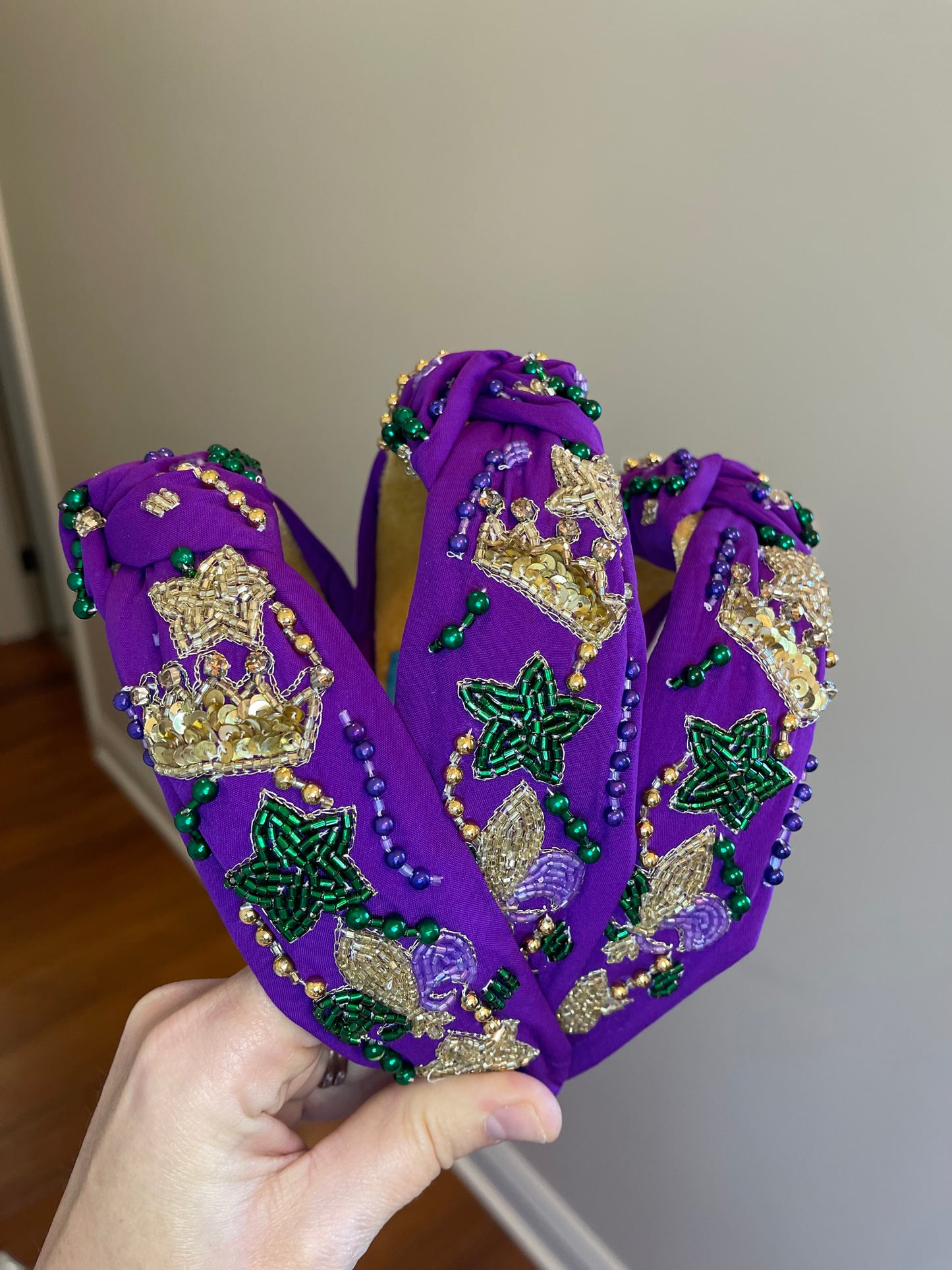 Throw Me Something Mister Mardi Gras Sequin & Beaded Headband