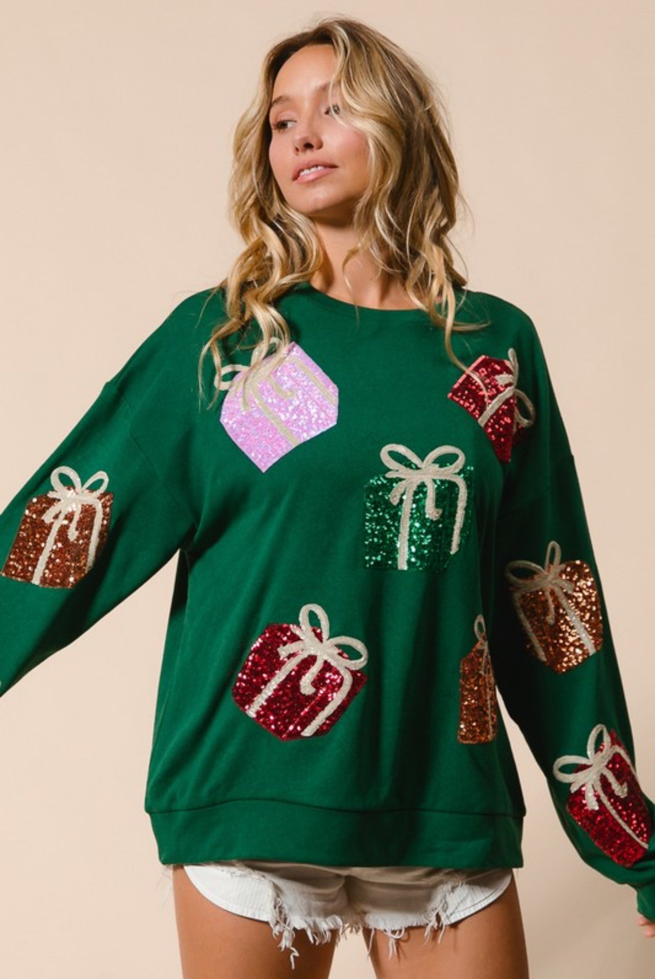 Christmas Sequin Gifts Long Sleeved Pullover