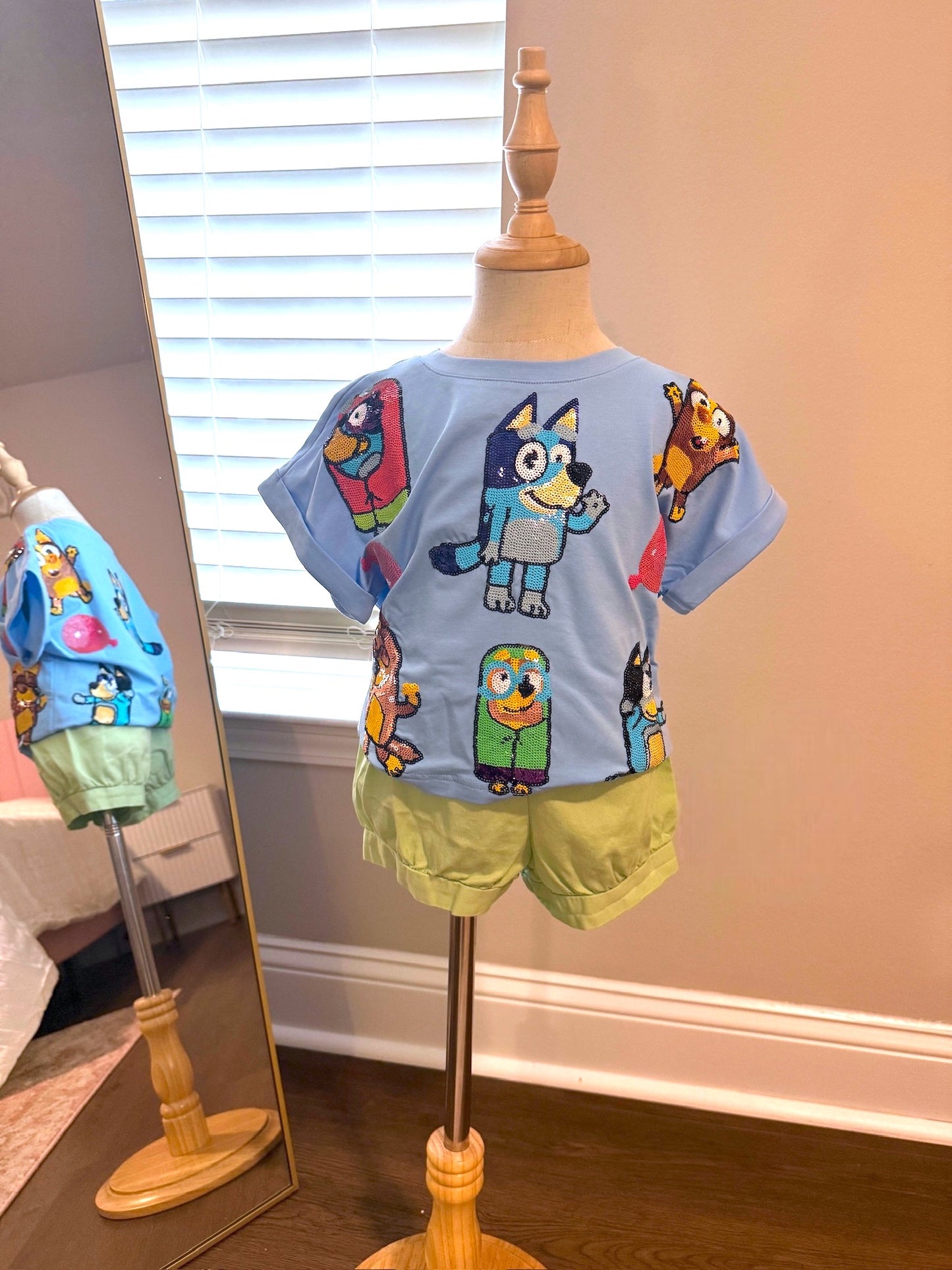 Little Blue Dog Sequin Shirt-KIDS
