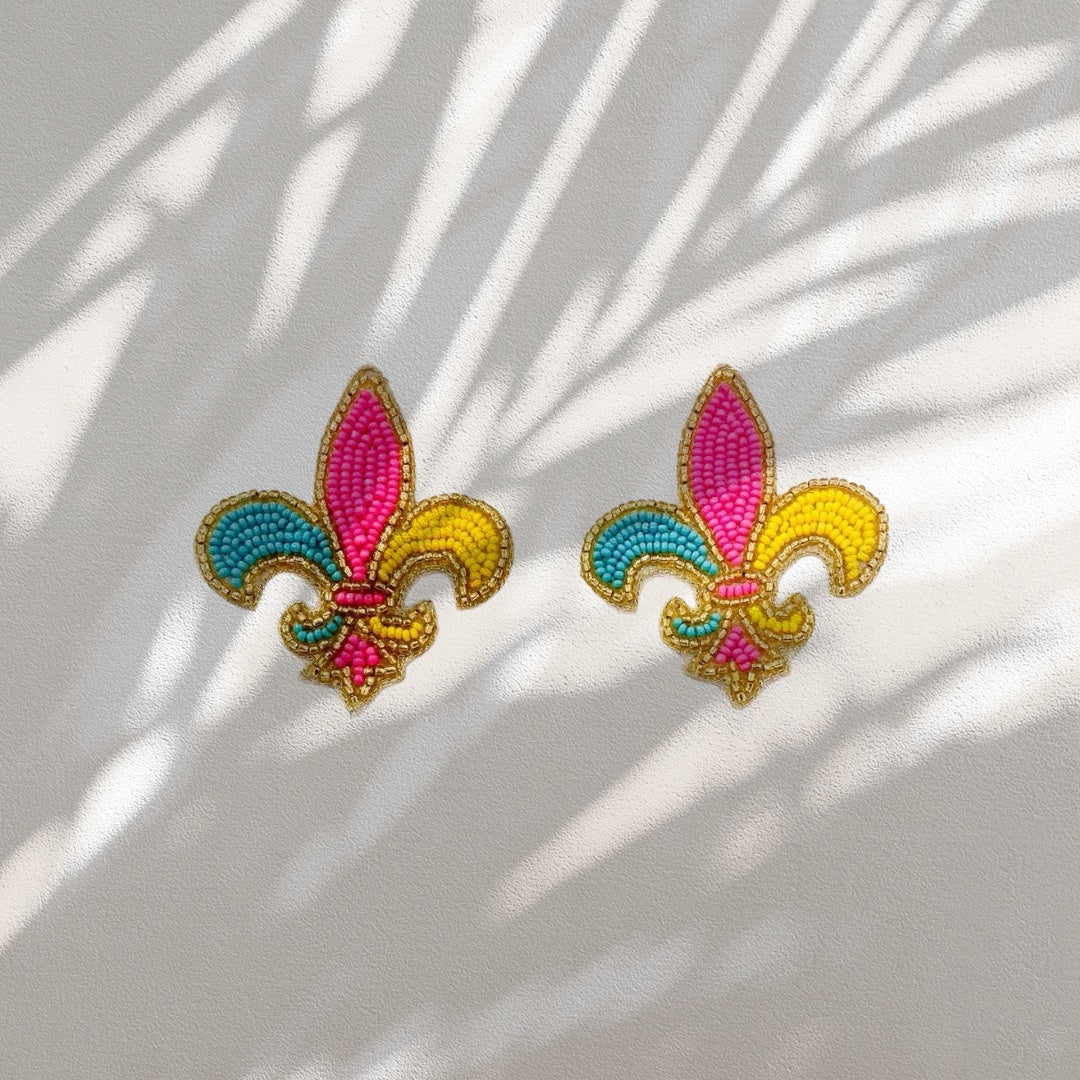 Spring Fleur de Lis Stud Earrings