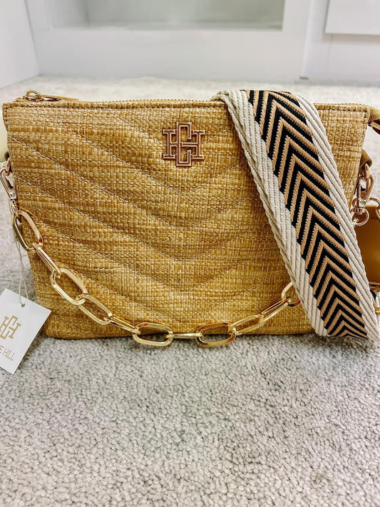 Ariana Quilted Crossbody STRAW COLORED