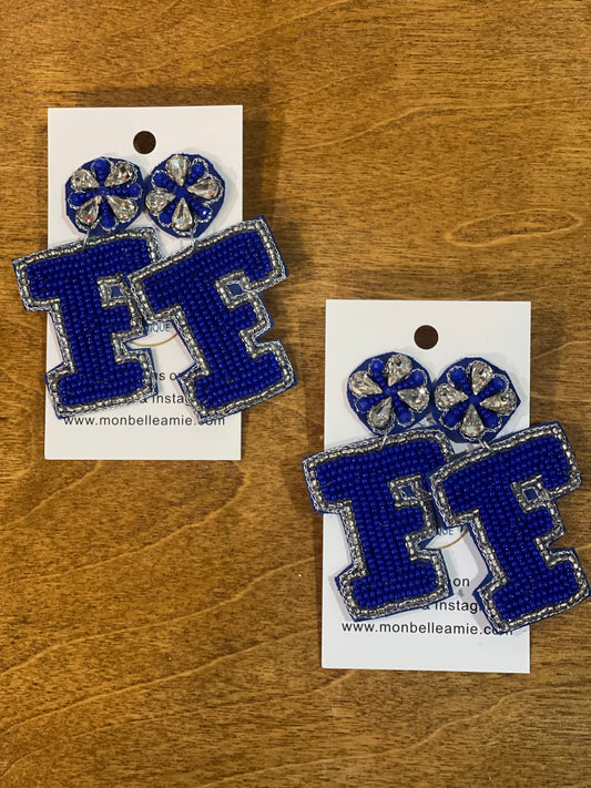 Friendswood - Beaded “F” Earrings #1