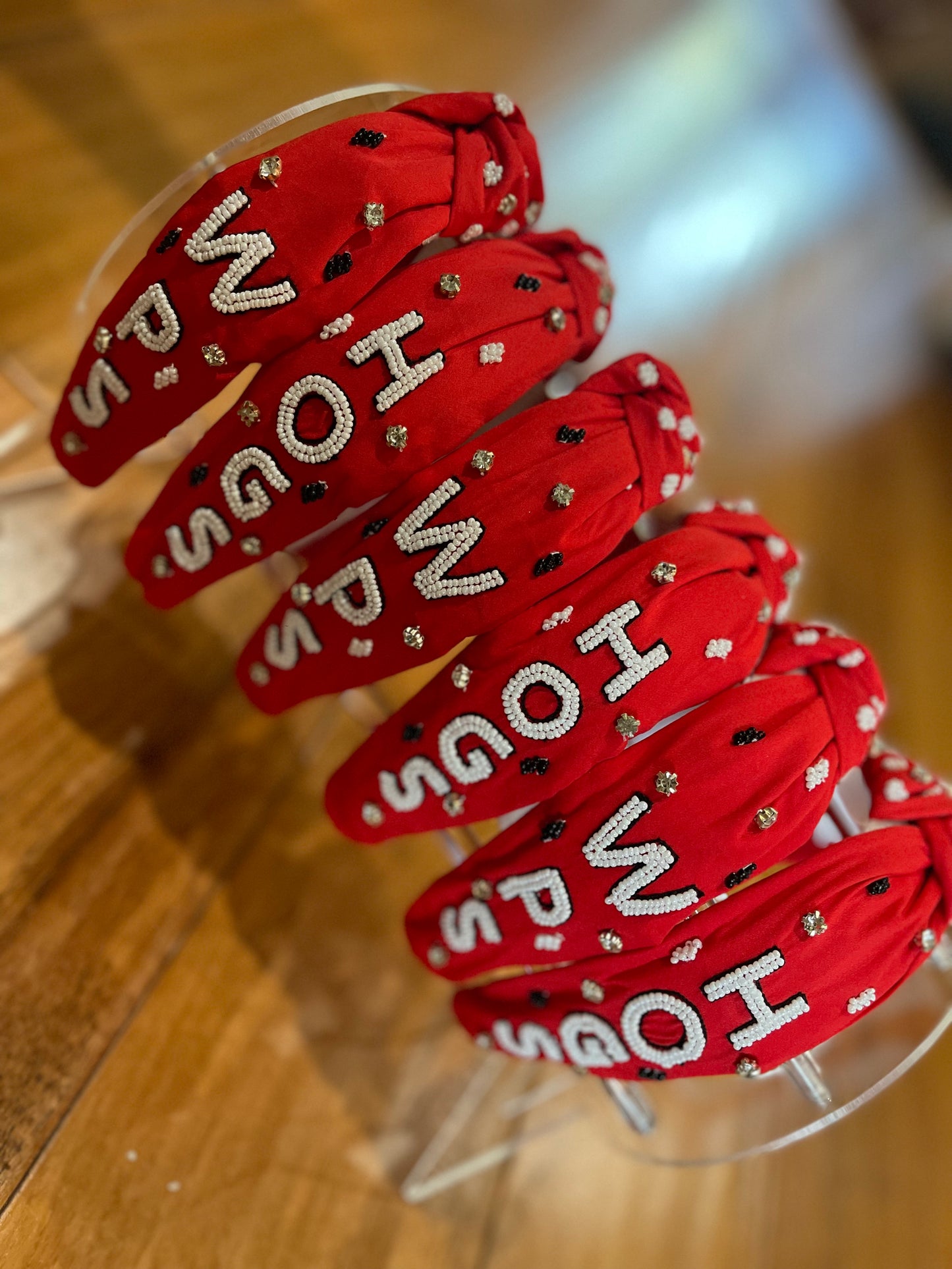 Red Arkansas Beaded Headband