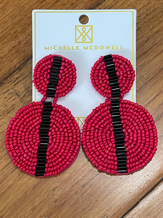 Red and Black Disc Earrings