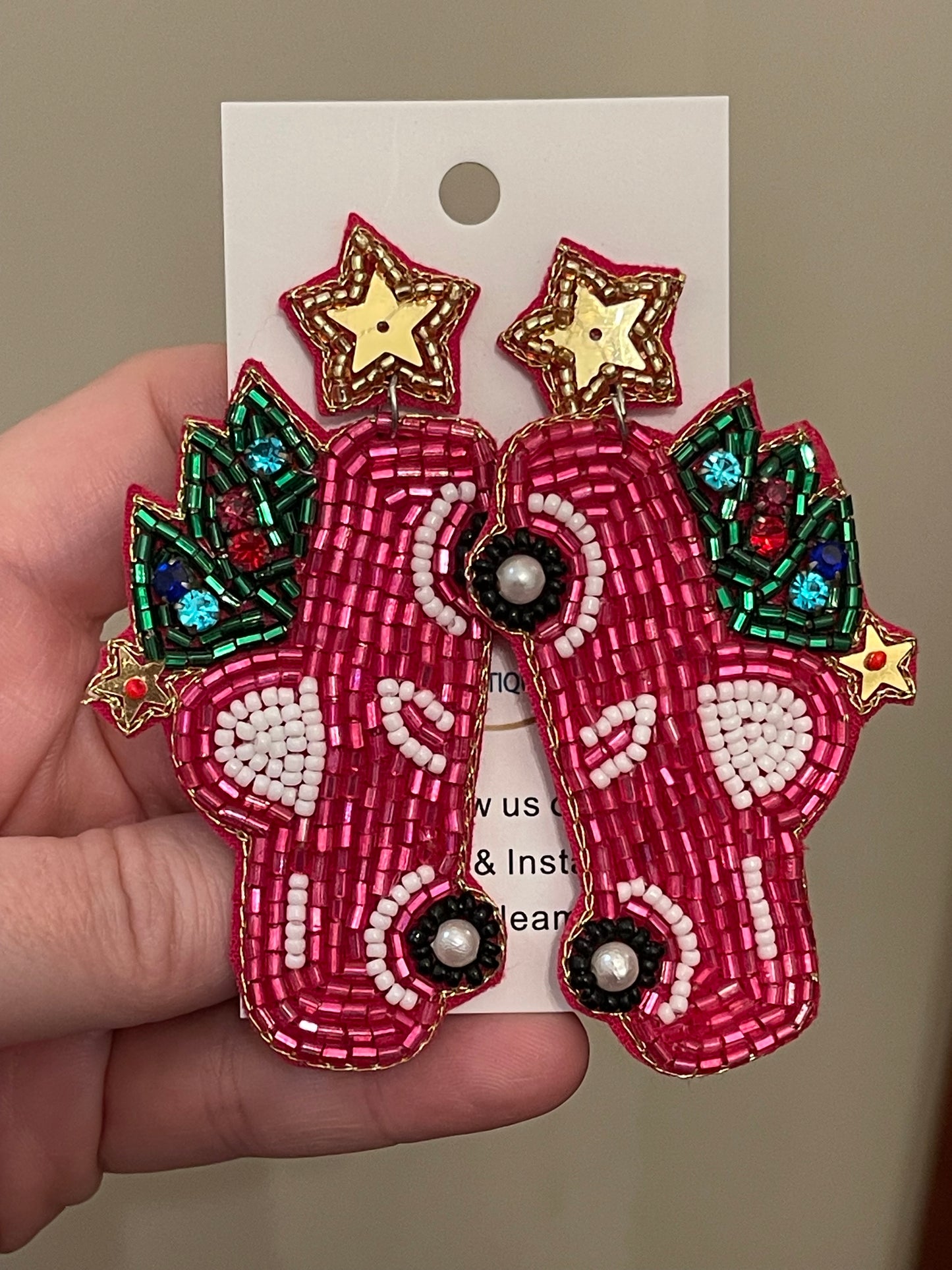 Pink Christmas Truck Earrings