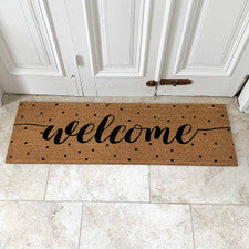 Welcome Polka Dot Coir Doormat - 56 x 18 (Double Door)