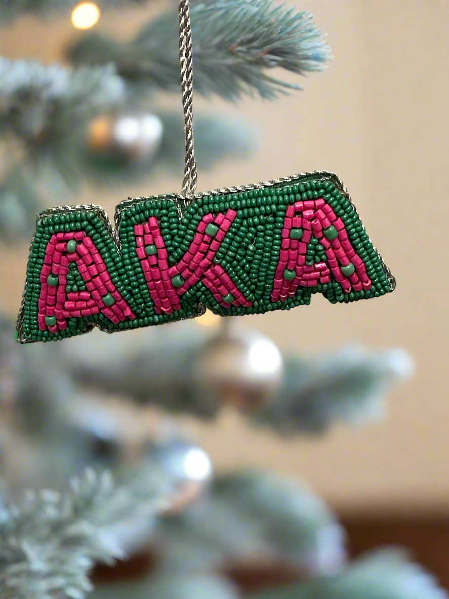 Alpha Kappa Alpha AKA Beaded Ornament