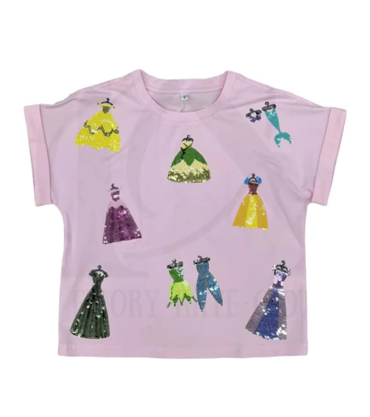 Pink Princess Sequin Tee- KIDS