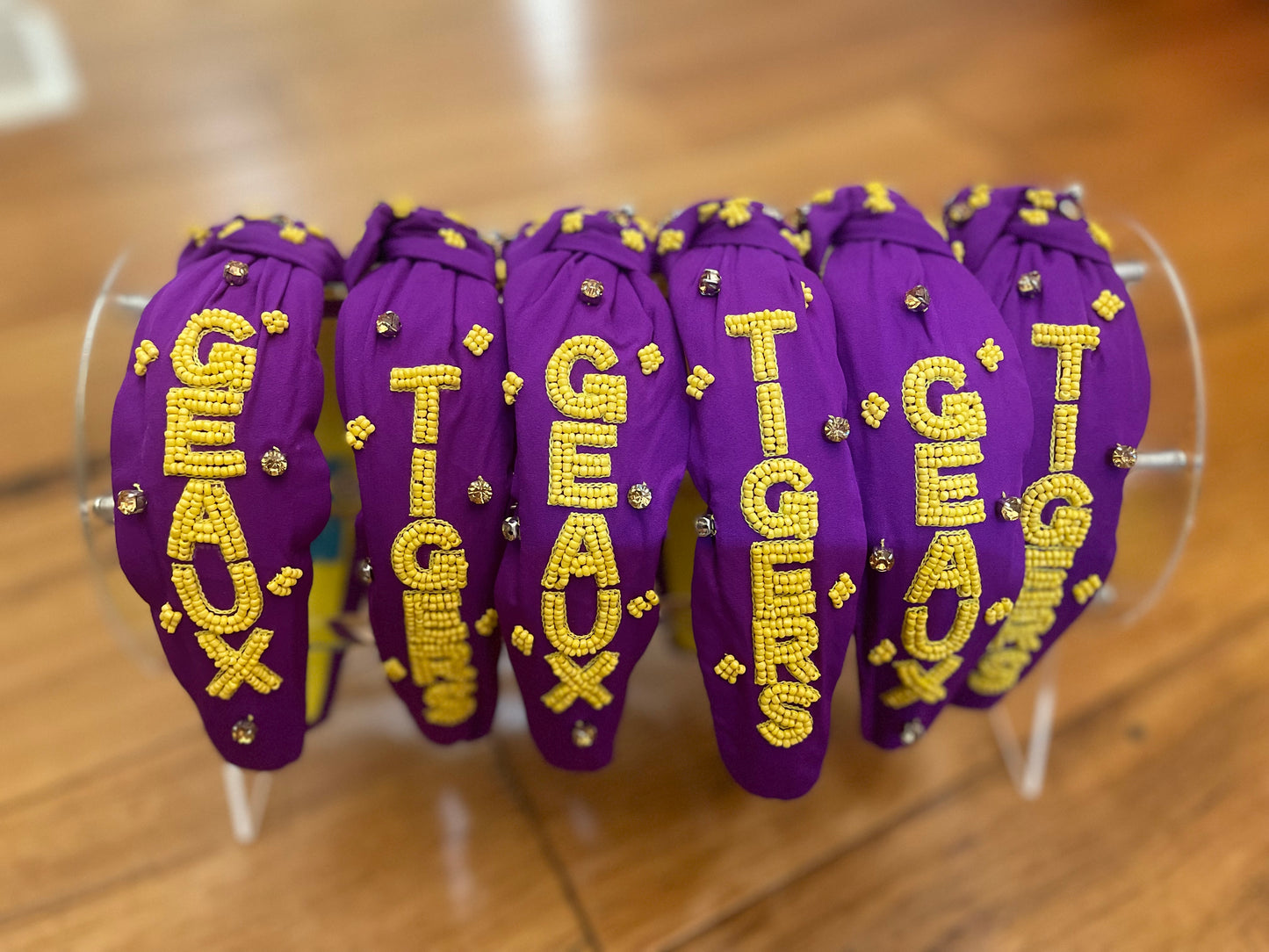 Purple Geaux Tigers Beaded Headband