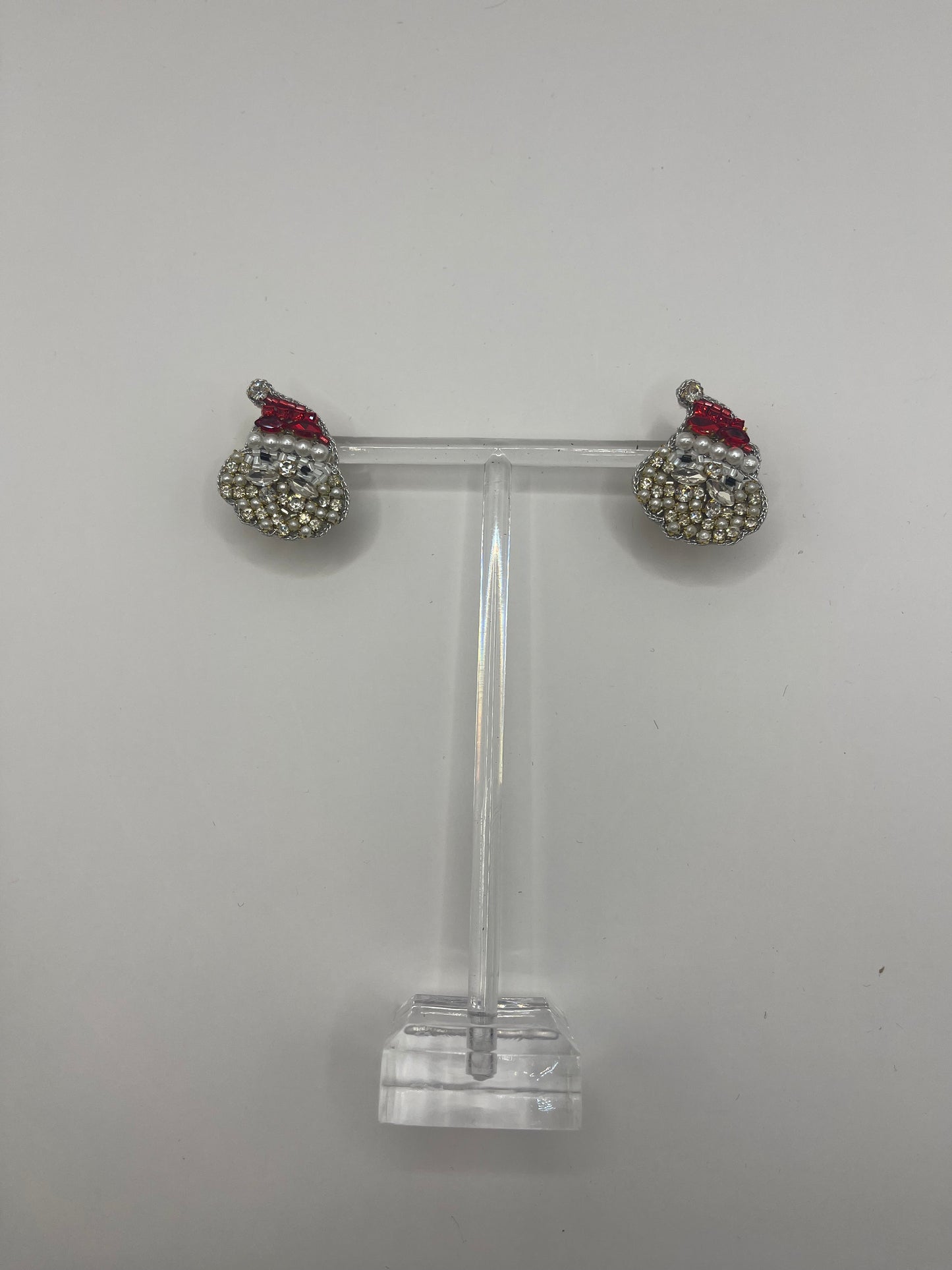 Oversized Jeweled Santa Stud Earrings