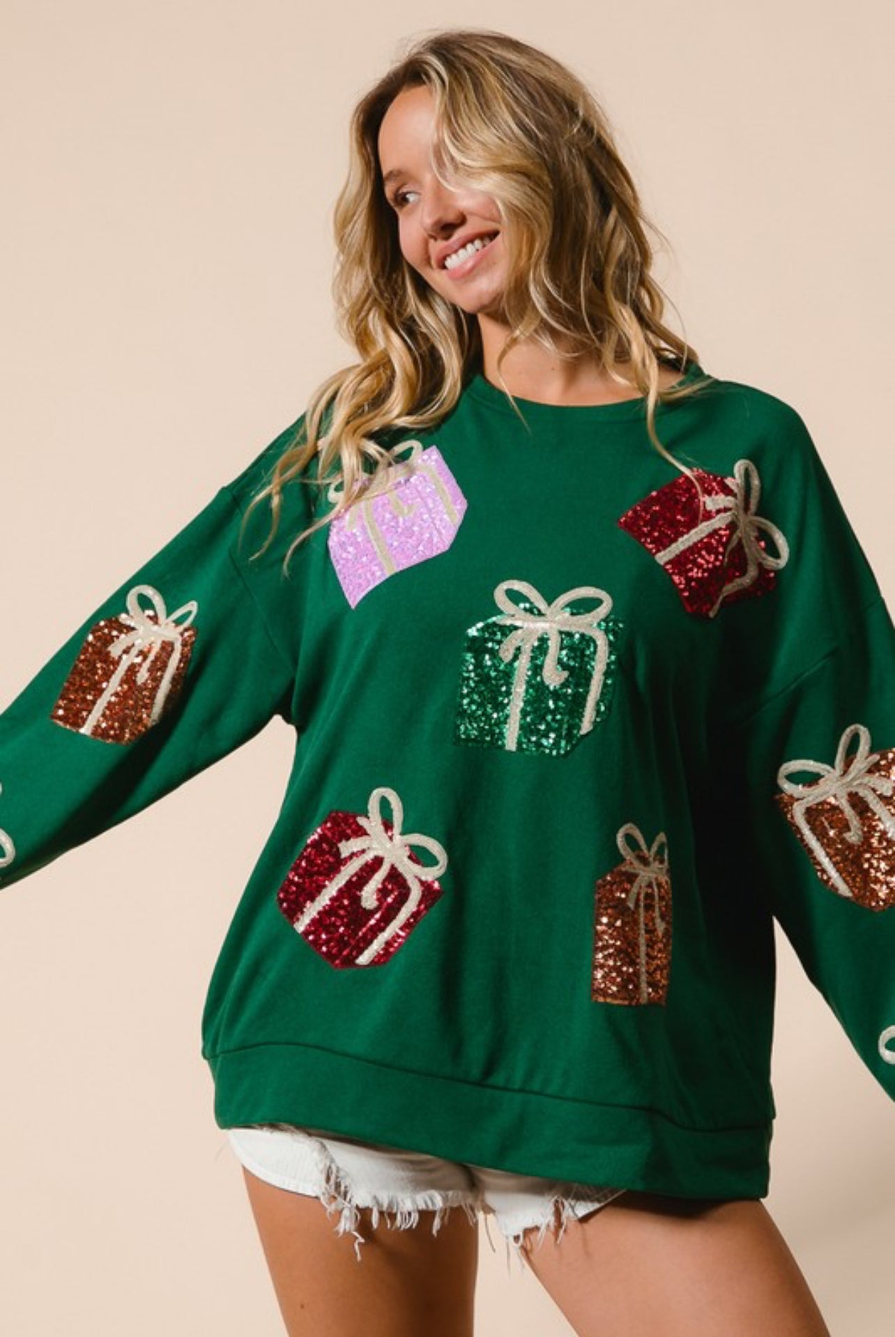 Christmas Sequin Gifts Long Sleeved Pullover