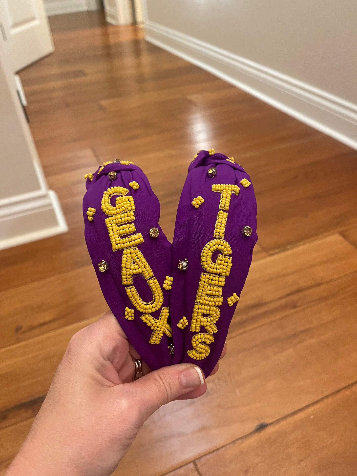 Purple Geaux Tigers Beaded Headband