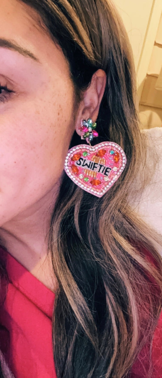 Pink Swiftie Heart Dangle Earrings
