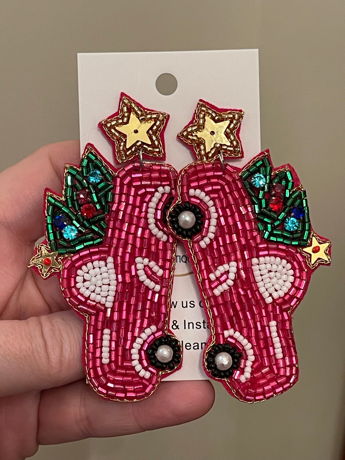 Pink Christmas Truck Earrings