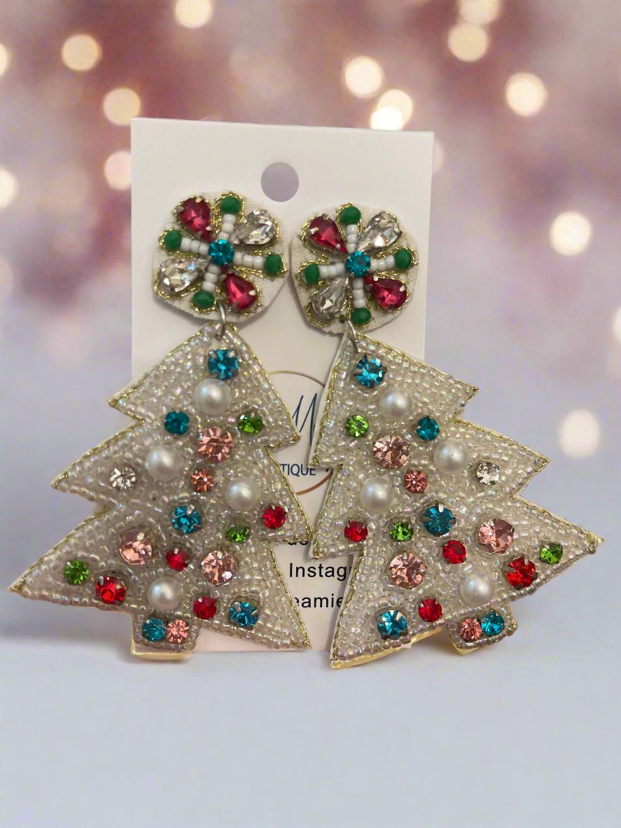 Silver Christmas Tree Earrings