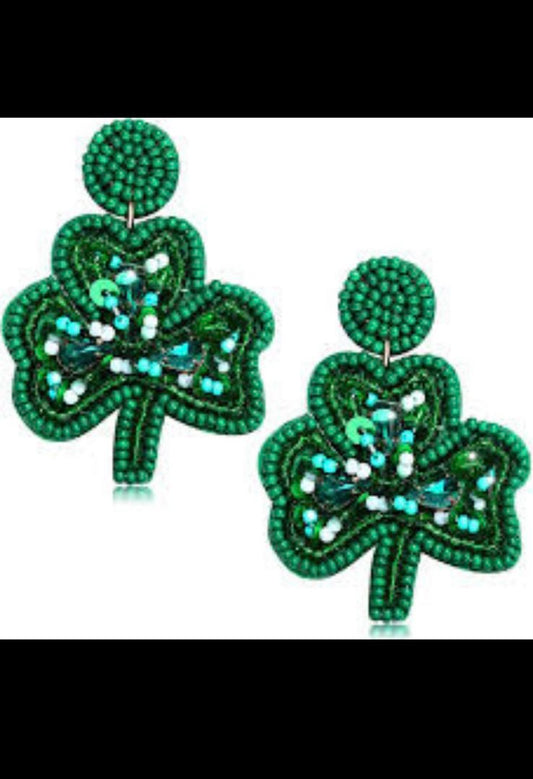 St. Patrick's Day Three Leaf Clover Earrings