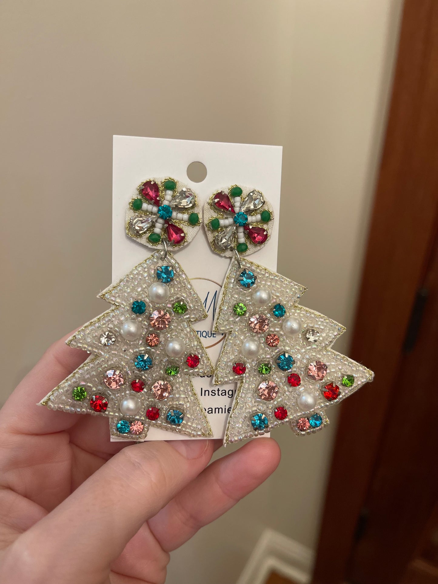 Silver Christmas Tree Earrings