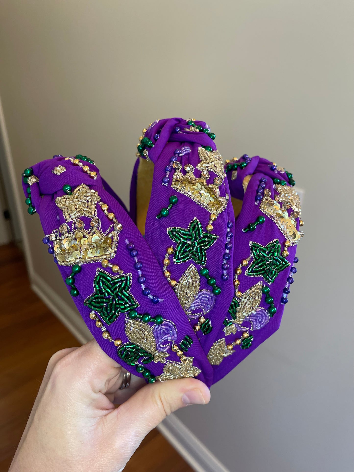 Throw Me Something Mister Mardi Gras Sequin & Beaded Headband