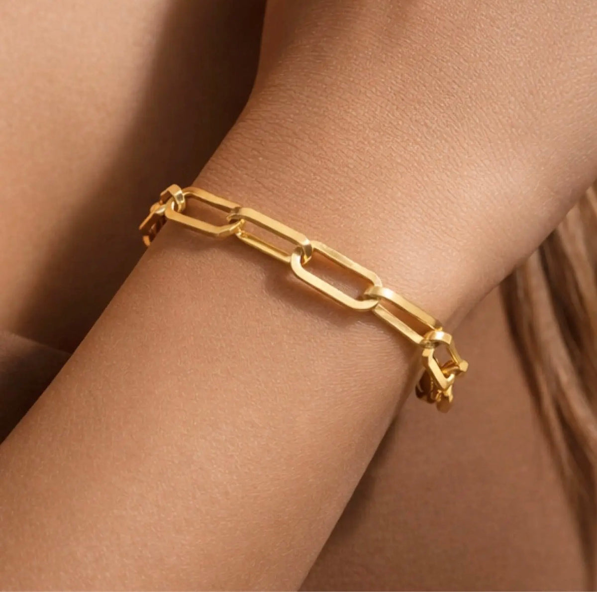 18K Gold PVD Plated Waterproof Stainless Steel Chain Bracelet - 7351