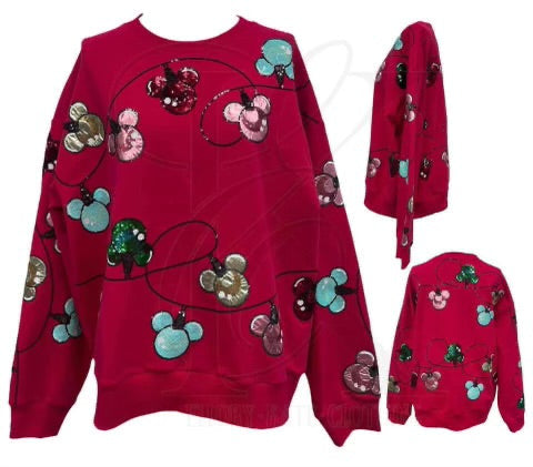Christmas Lights Mouse Sequin Sweatshirt-Kids