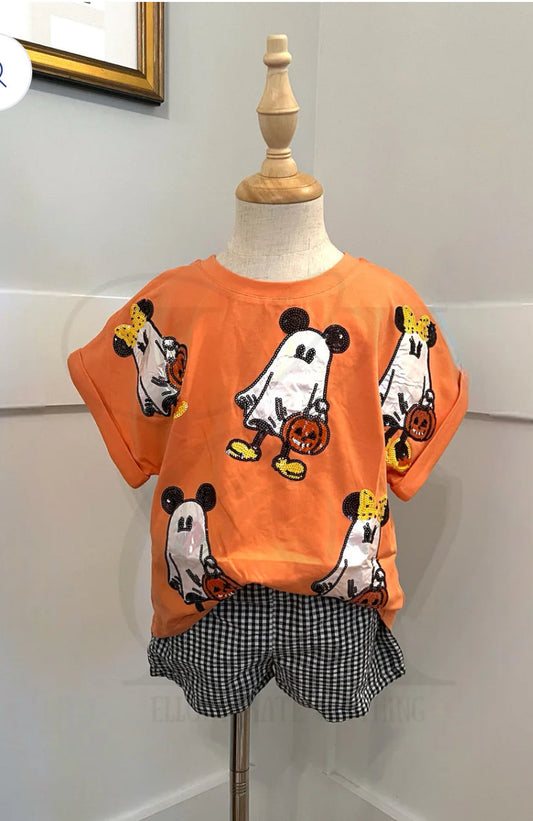 Ghost Mouse Sequin Shirt-KIDS