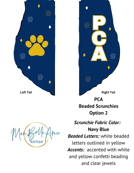 Navy PCA Beaded Scrunchie
