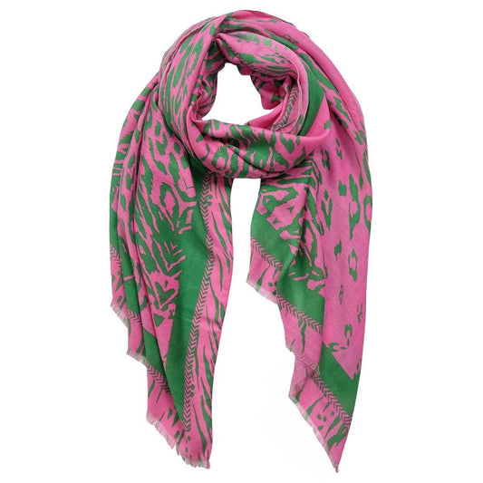 AKA Alpha Kappa Alpha Scarf Wrap in Animal Print - Pink Green / 70.8 x 35.4 inches