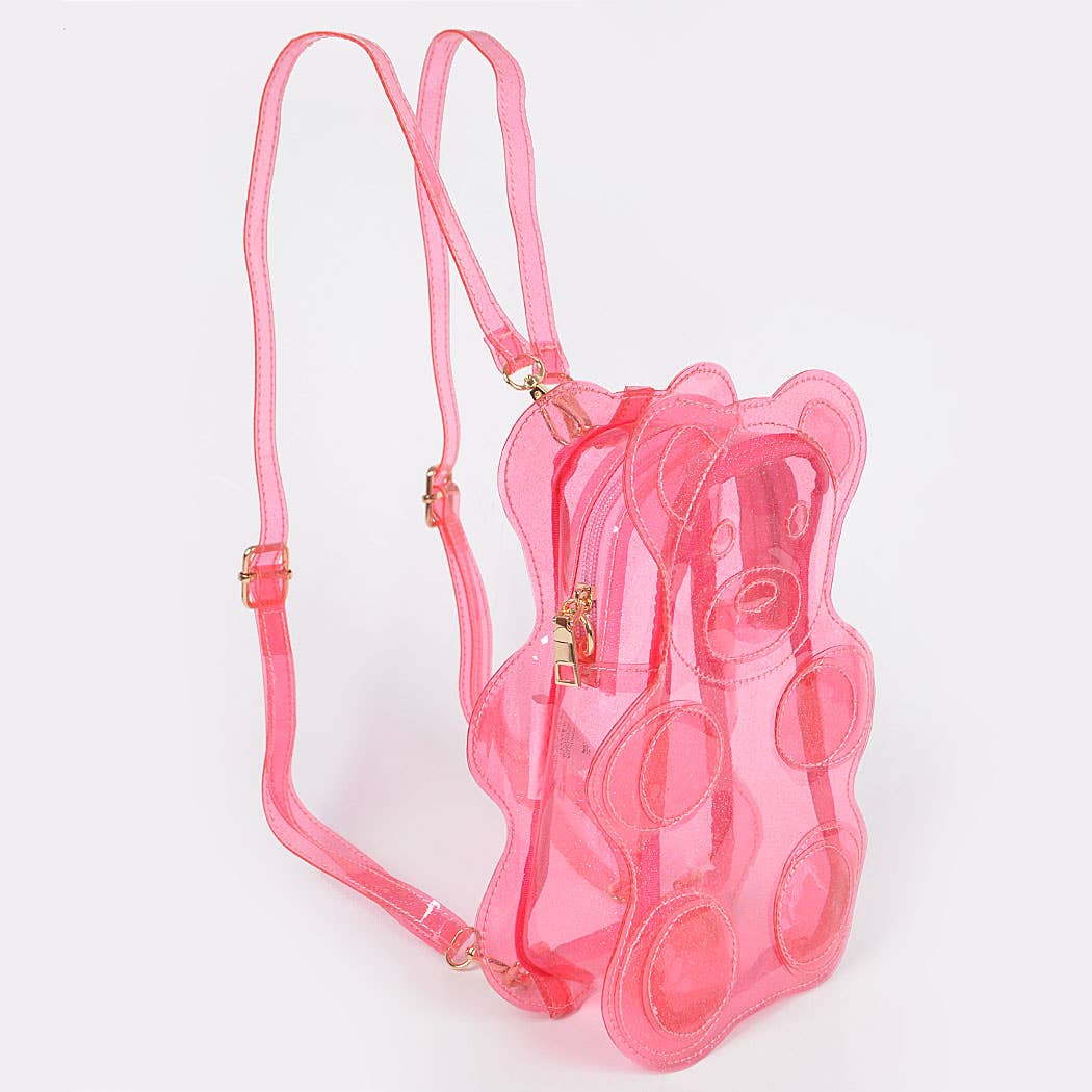 Pink Transparent Teddy Bear Backpack