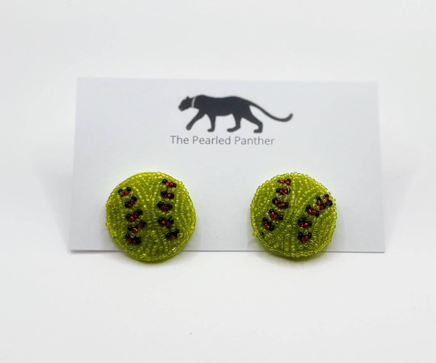 Softball Beaded Stud Statement Earrings