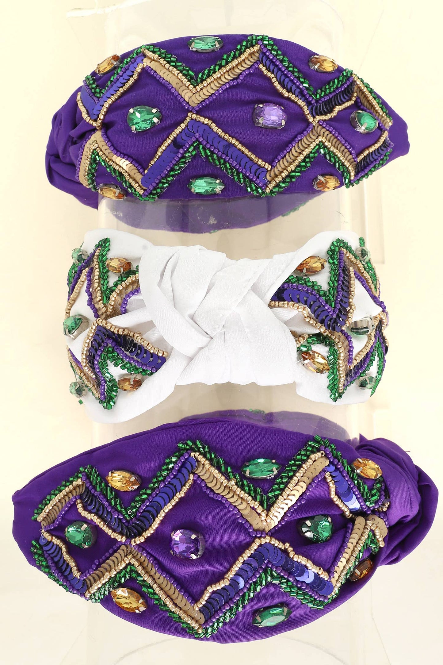 Purple Mardi Gras Tricolor Sequin Top Knotted Headband