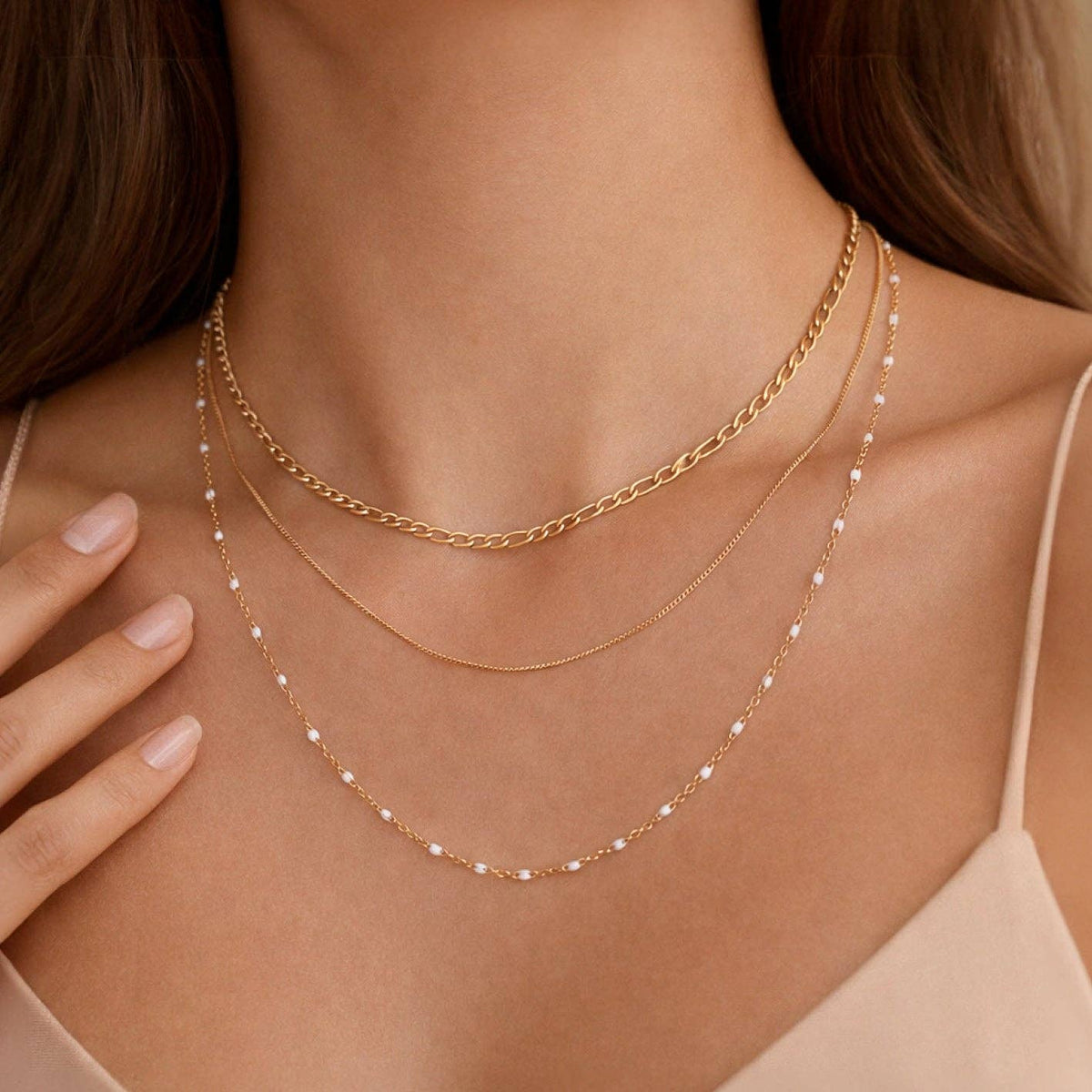 18K Gold PVD Plated Waterproof Stainless Steel Chain Necklace - 7537: S0OX3T7537
