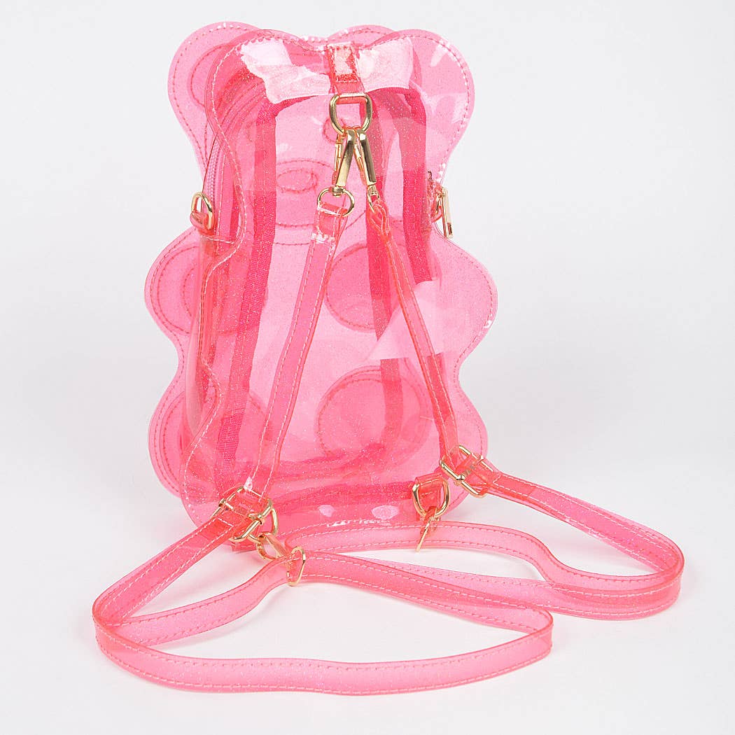 Pink Transparent Teddy Bear Backpack