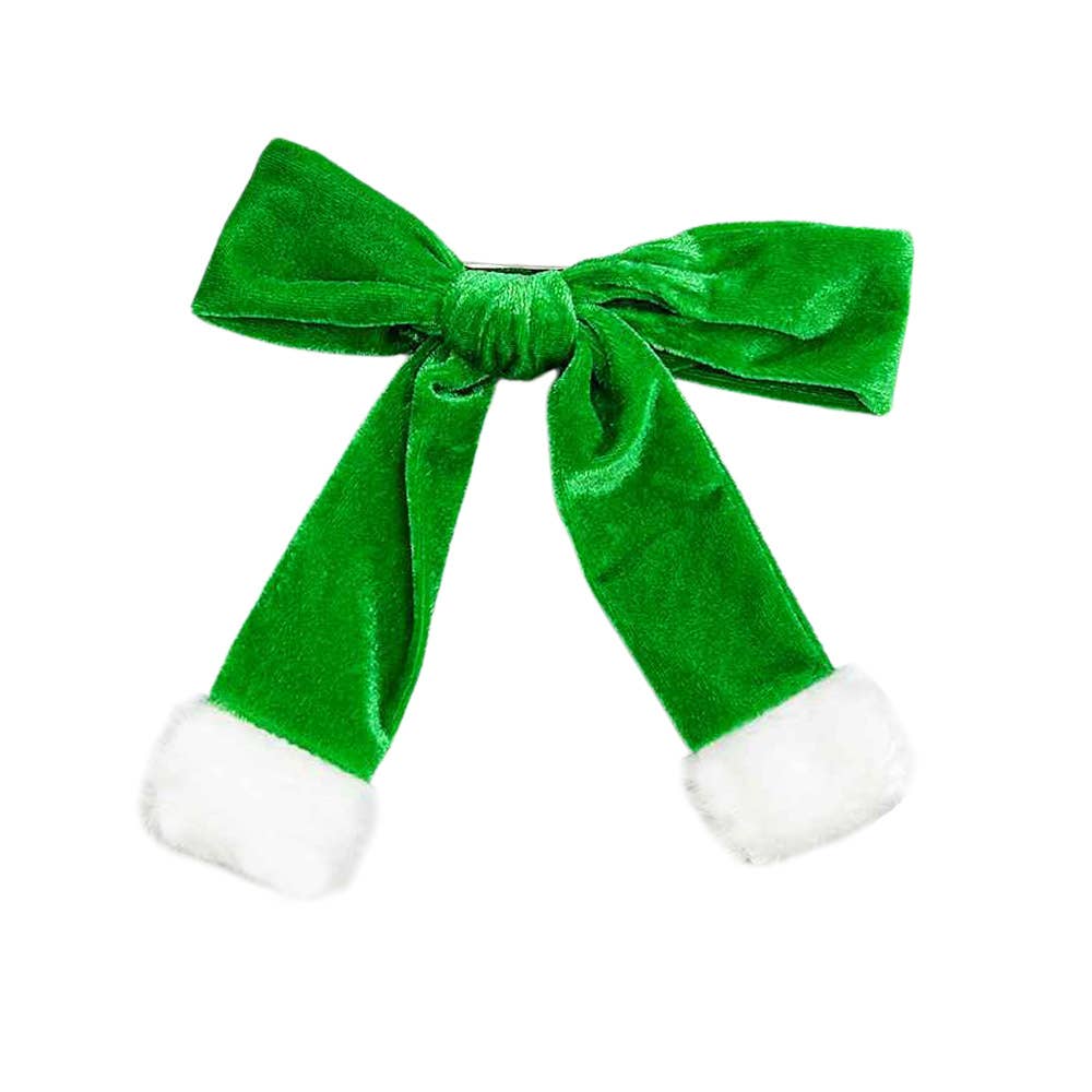 Green Christmas Bow Barrette