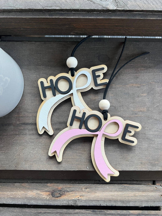 Cancer Gift - Hope Cancer Ribbon Ornament -  Breast Cancer- Pink Ribbon