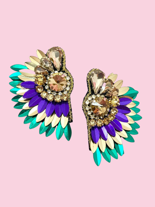 Mardi Gras Wing Earrings