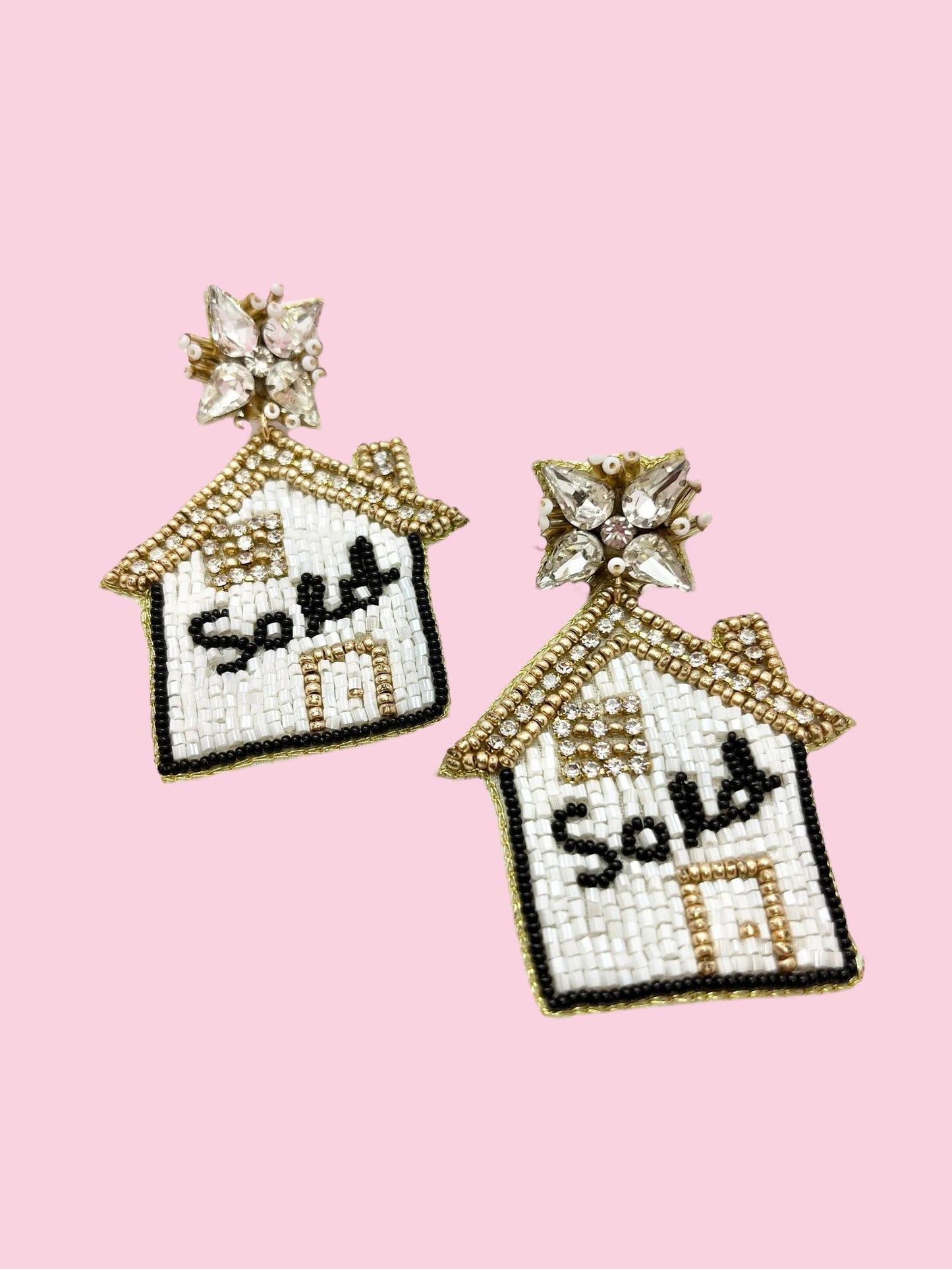 Black and Gold Sold House Earrings