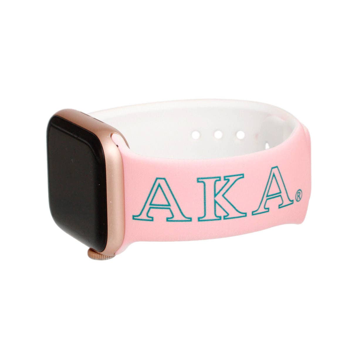 AKA Sorority Pink 1908 Watch Band Strap Women: Pink and Green / Rhodium / Adjustable